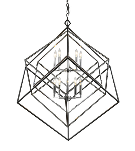Euclid 10 Light 41.5" Chandelier in Chrome + Matte Black