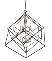Euclid 10 Light 41.5" Chandelier in Chrome + Matte Black