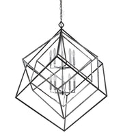 Euclid 10 Light 41.5" Chandelier in Chrome + Matte Black
