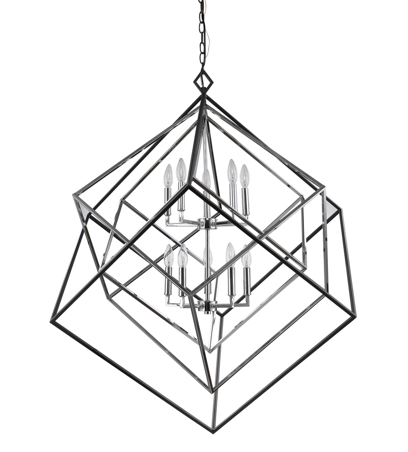 Euclid 10 Light 41.5" Chandelier in Chrome + Matte Black