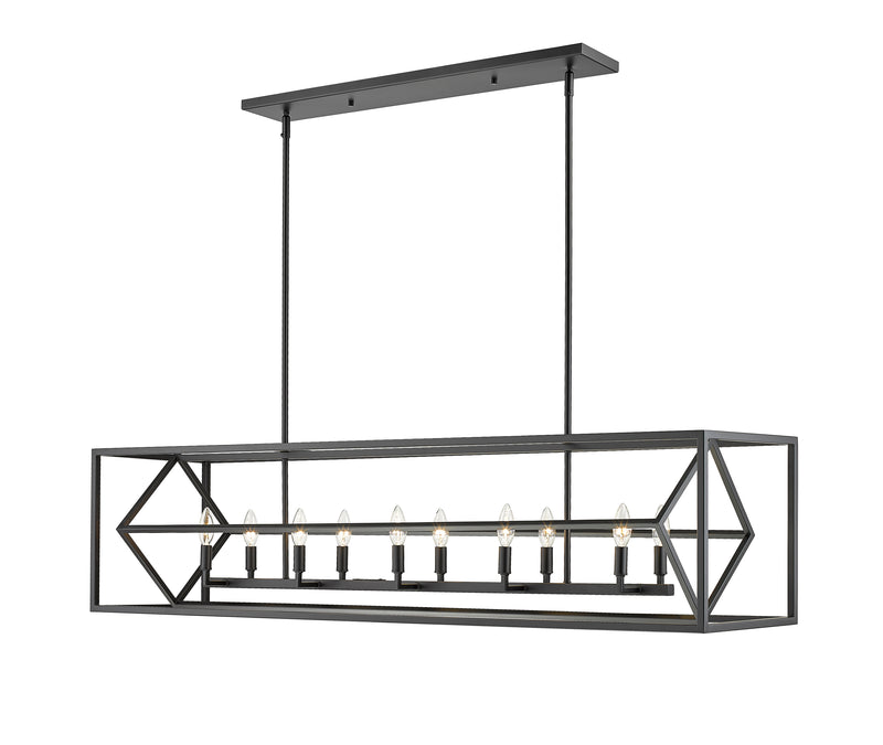 Euclid 10 Light 56" Linear Pendant in Matte Black