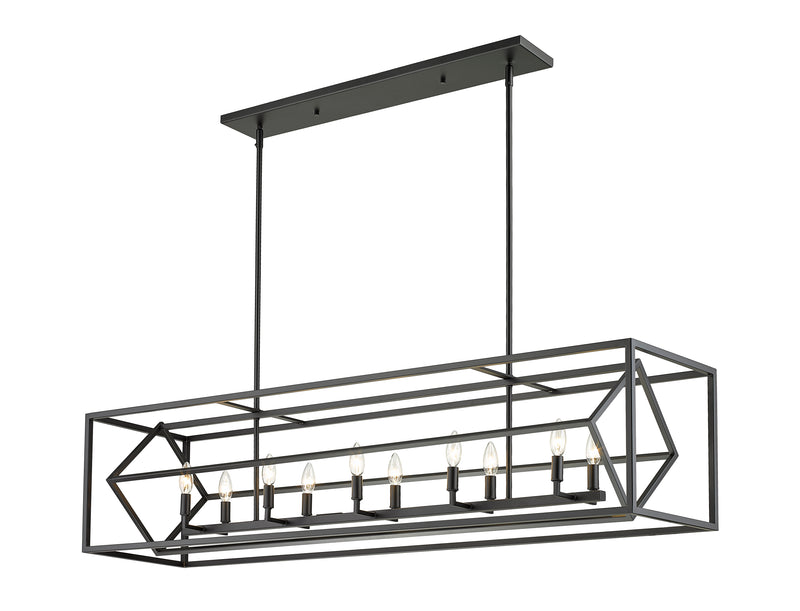 Euclid 10 Light 56" Linear Pendant in Matte Black