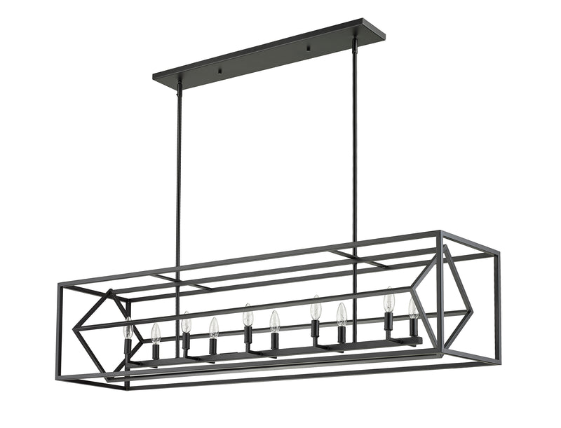 Euclid 10 Light 56" Linear Pendant in Matte Black