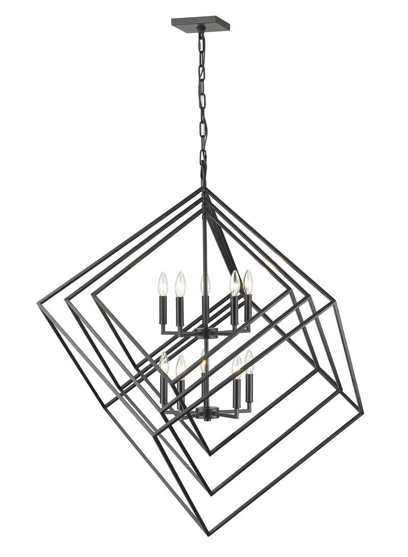 Euclid 10 Light 41.5" Chandelier in Matte Black