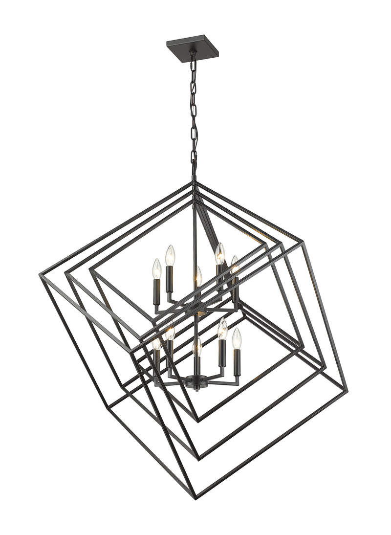 Euclid 10 Light 41.5" Chandelier in Matte Black