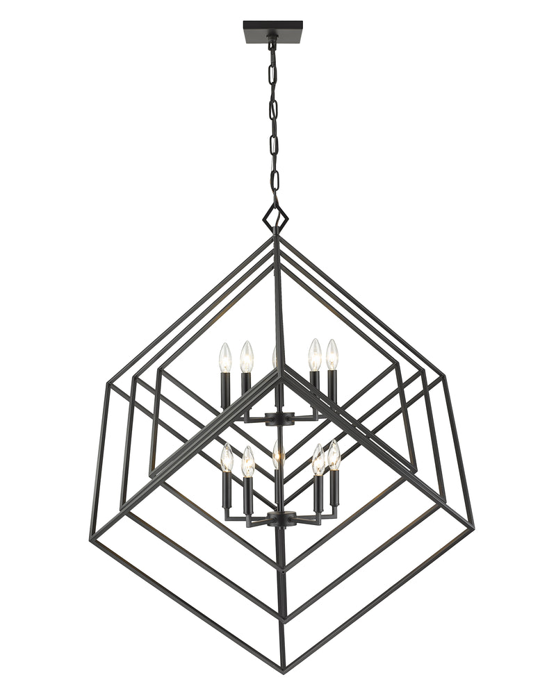 Euclid 10 Light 41.5" Chandelier in Matte Black