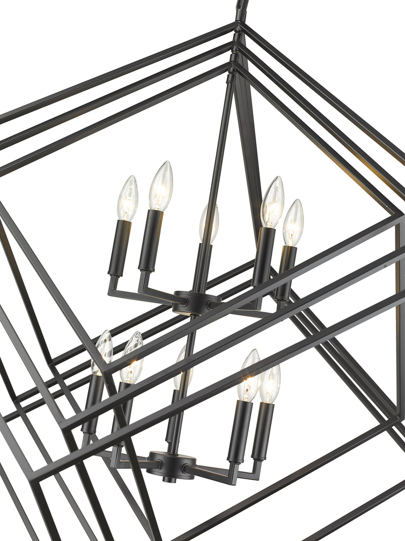 Euclid 10 Light 41.5" Chandelier in Matte Black