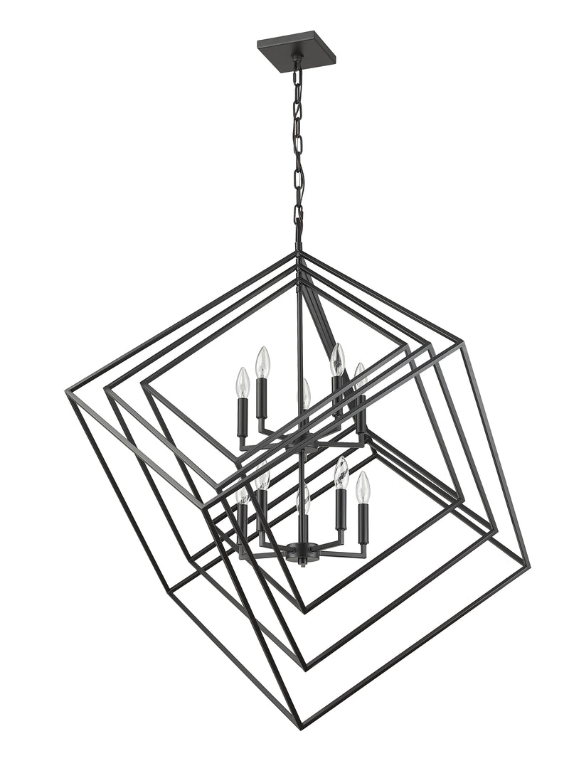 Euclid 10 Light 41.5" Chandelier in Matte Black