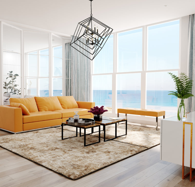 Euclid 10 Light 41.5" Chandelier in Matte Black in a room setting