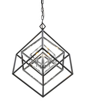 Euclid 3 Light 23" Chandelier in Chrome + Matte Black