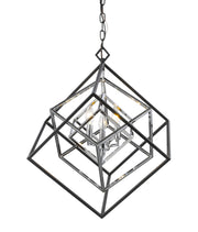 Euclid 3 Light 23" Chandelier in Chrome + Matte Black