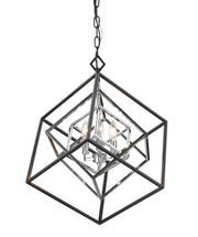 Euclid 3 Light 23" Chandelier in Chrome + Matte Black
