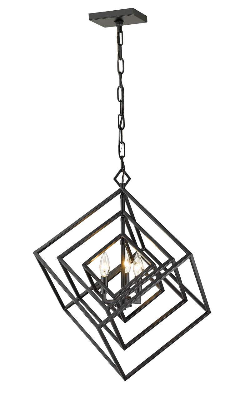 Euclid 3 Light 23" Chandelier in Matte Black