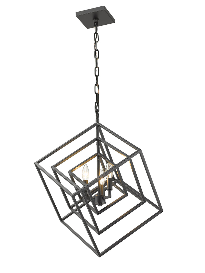 Euclid 3 Light 23" Chandelier in Matte Black