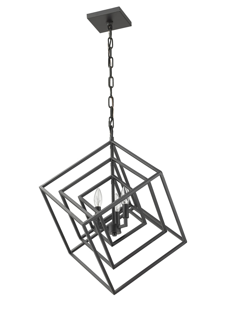 Euclid 3 Light 23" Chandelier in Matte Black