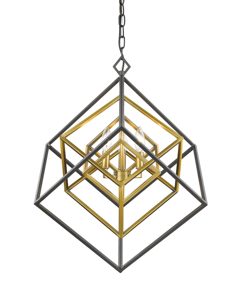 Euclid 3 Light 23" Chandelier in Olde Brass + Bronze