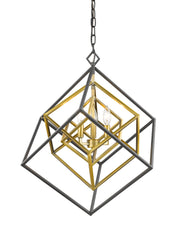 Euclid 3 Light 23" Chandelier in Olde Brass + Bronze