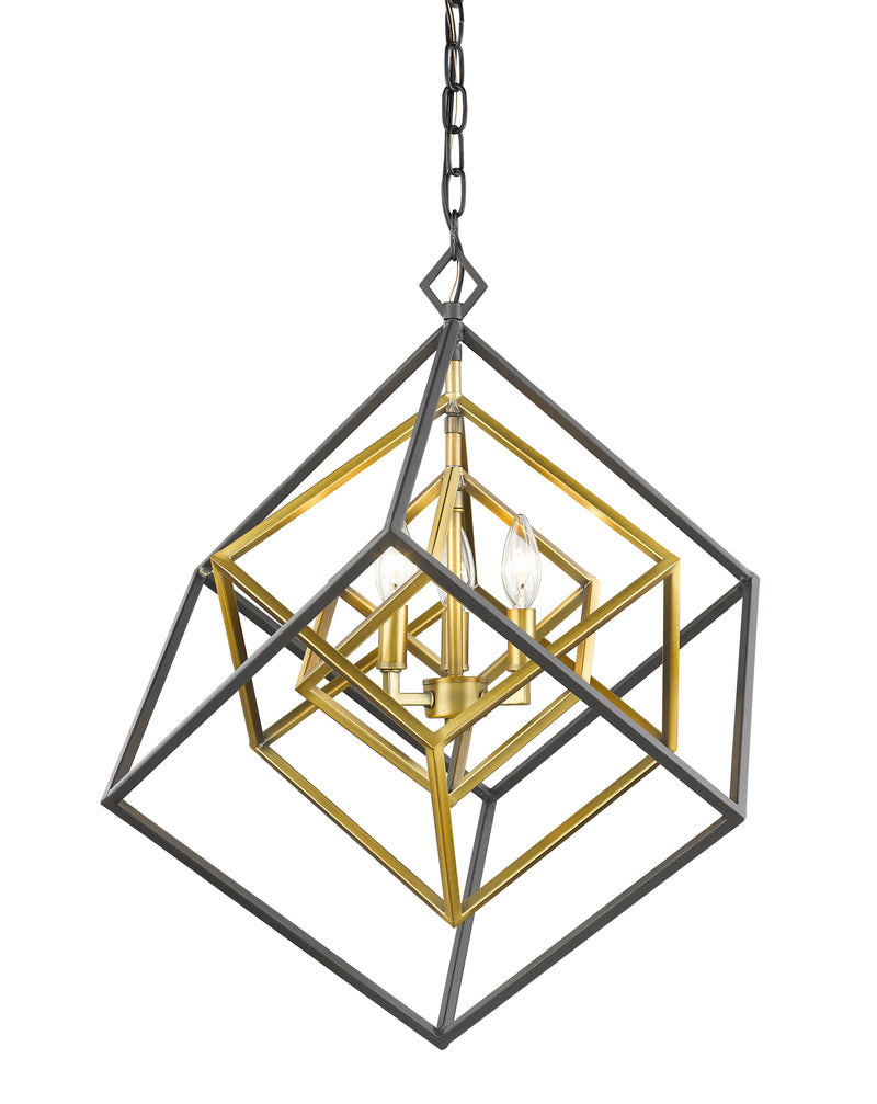 Euclid 3 Light 23" Chandelier in Olde Brass + Bronze