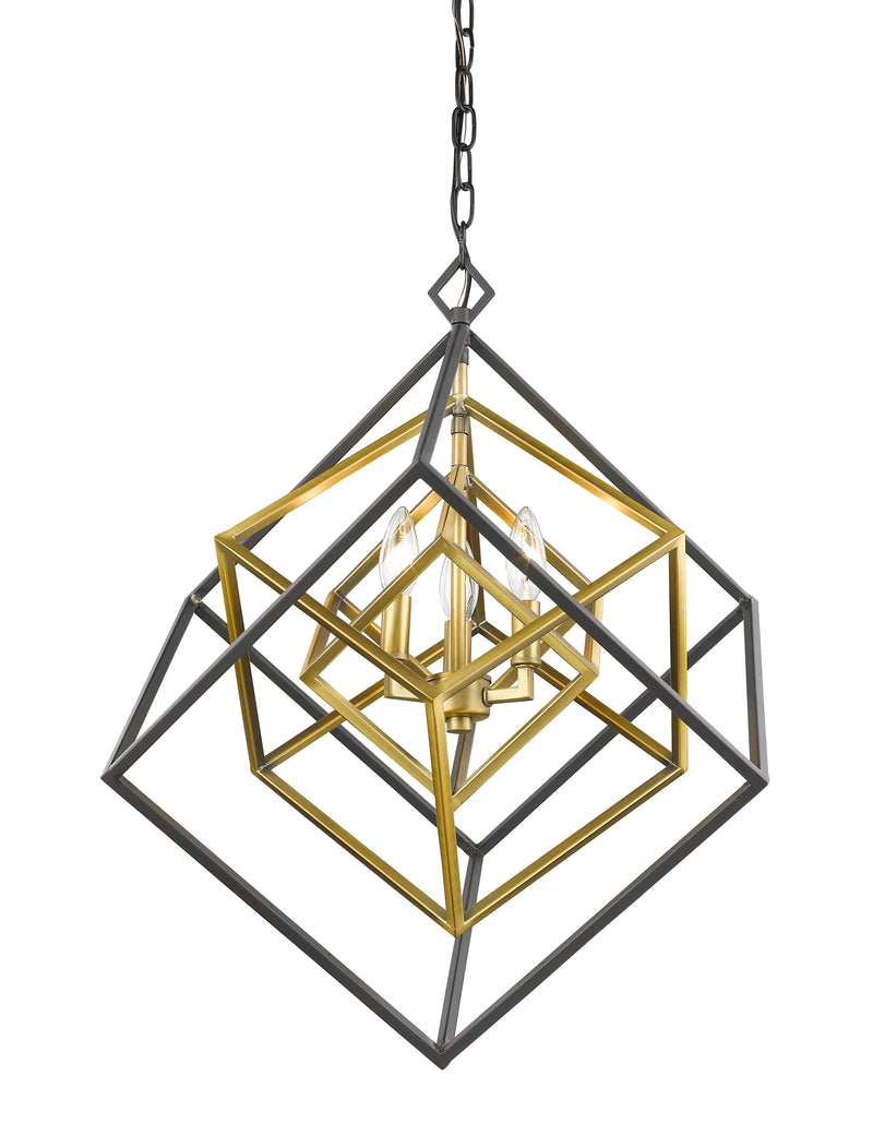 Euclid 3 Light 23" Chandelier in Olde Brass + Bronze