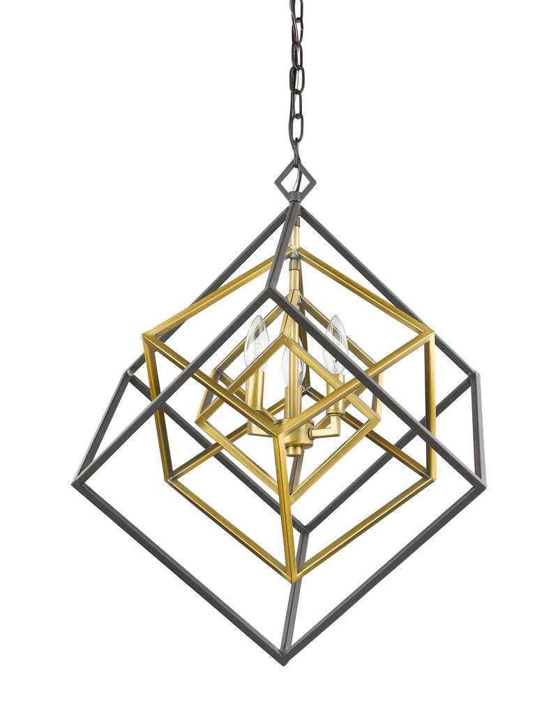 Euclid 3 Light 23" Chandelier in Olde Brass + Bronze