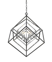 Euclid 4 Light 29.5" Chandelier in Chrome + Matte Black