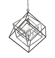 Euclid 4 Light 29.5" Chandelier in Chrome + Matte Black