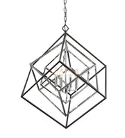 Euclid 4 Light 29.5" Chandelier in Chrome + Matte Black
