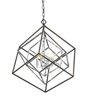 Euclid 4 Light 29.5" Chandelier in Chrome + Matte Black