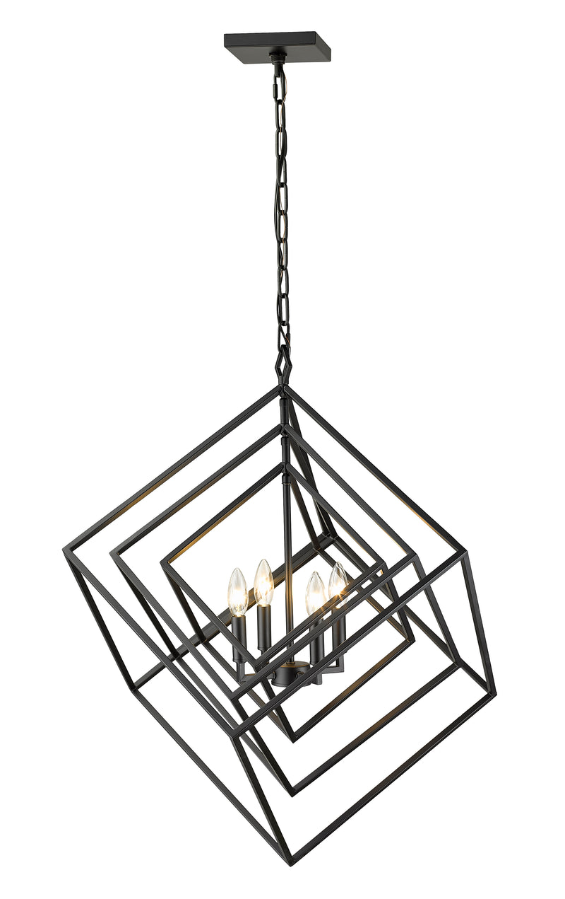 Euclid 4 Light 29.5" Chandelier in Matte Black