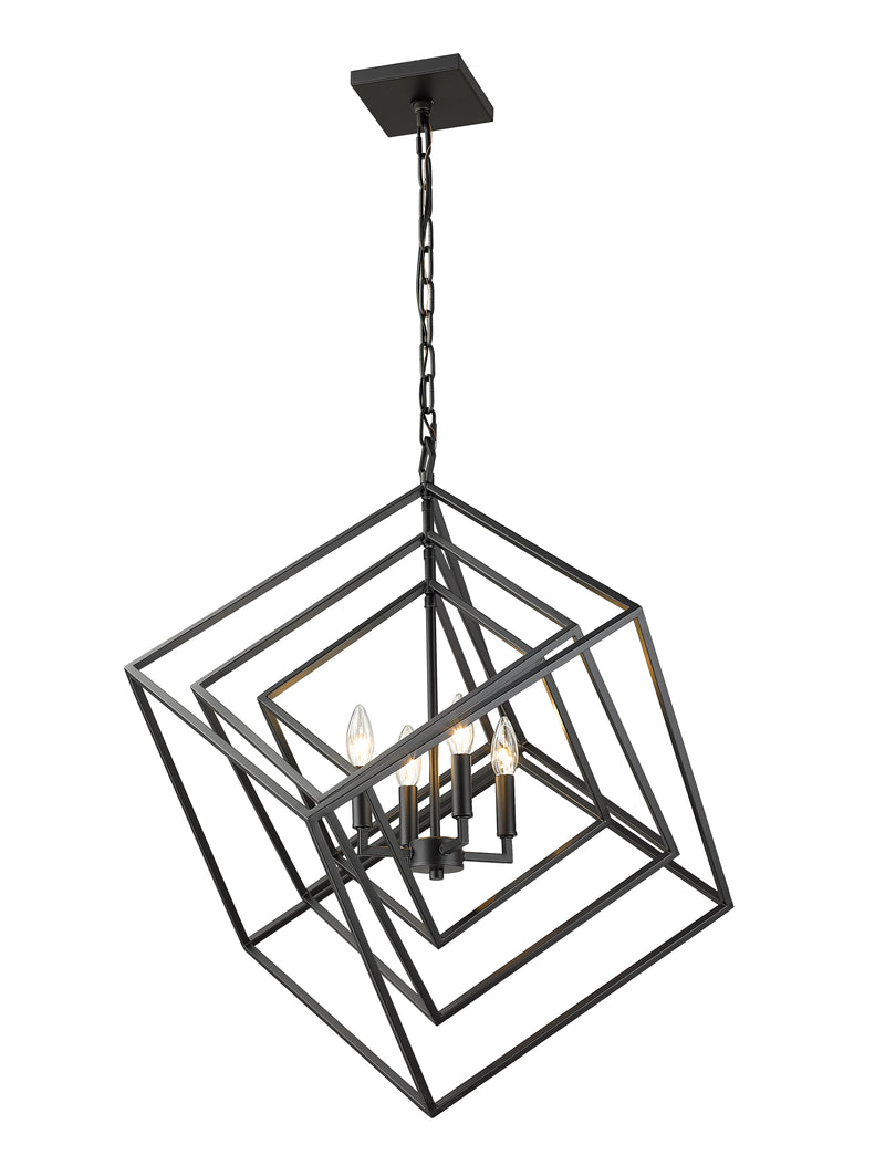 Euclid 4 Light 29.5" Chandelier in Matte Black