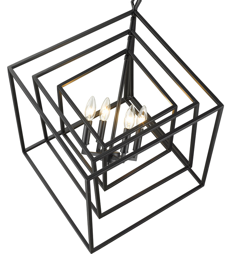 Euclid 4 Light 29.5" Chandelier in Matte Black