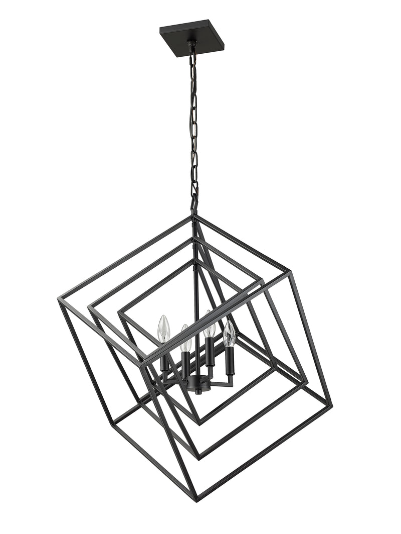 Euclid 4 Light 29.5" Chandelier in Matte Black