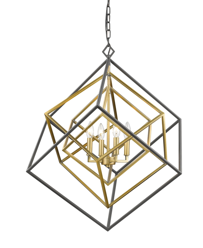 Euclid 4 Light 29.5" Chandelier in Olde Brass + Bronze
