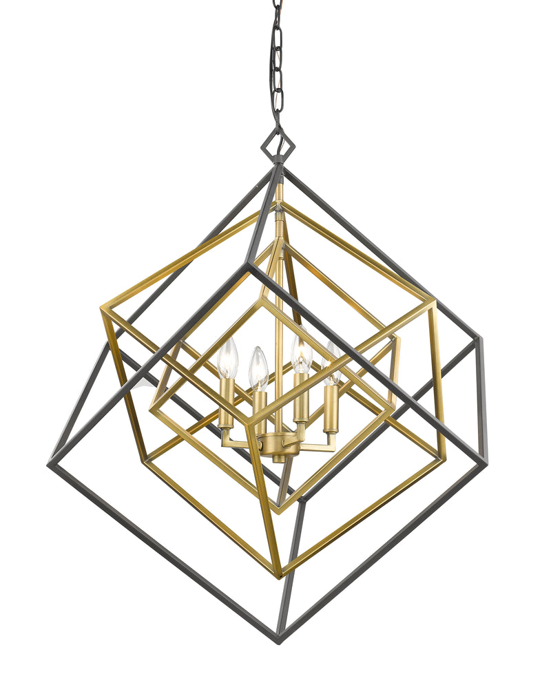 Euclid 4 Light 29.5" Chandelier in Olde Brass + Bronze