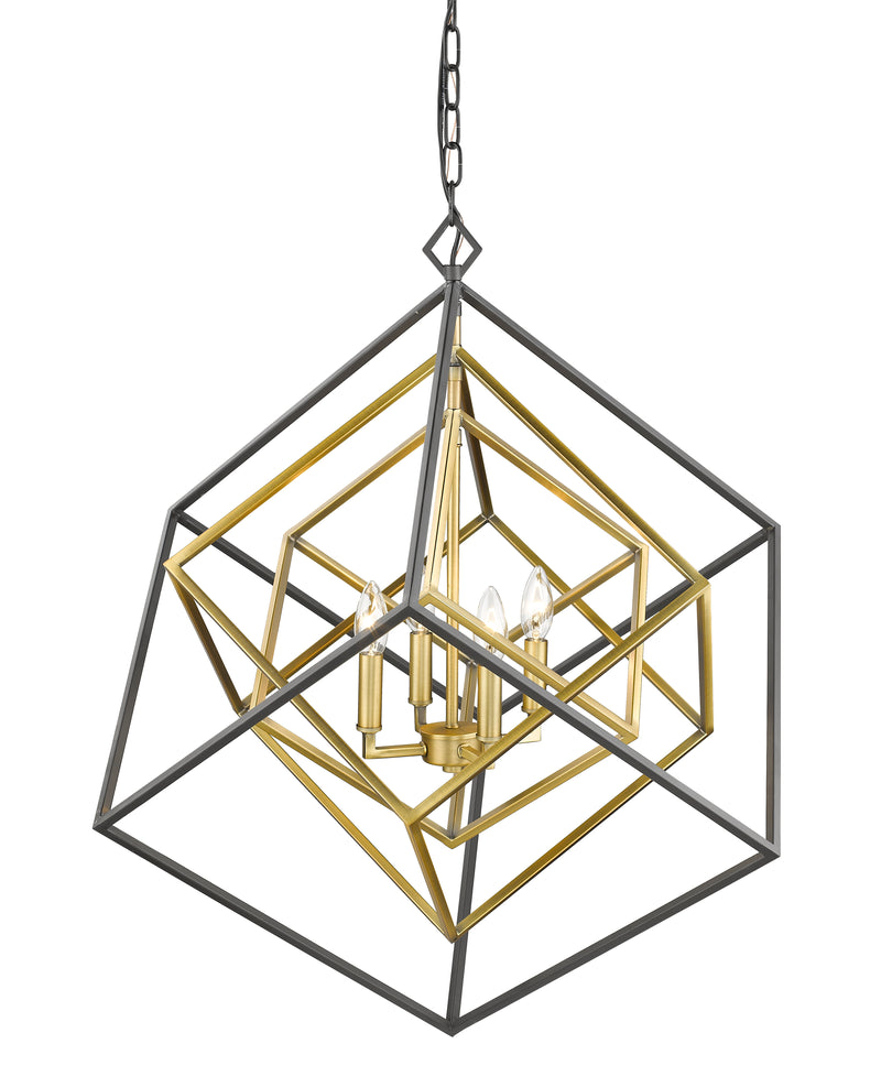 Euclid 4 Light 29.5" Chandelier in Olde Brass + Bronze