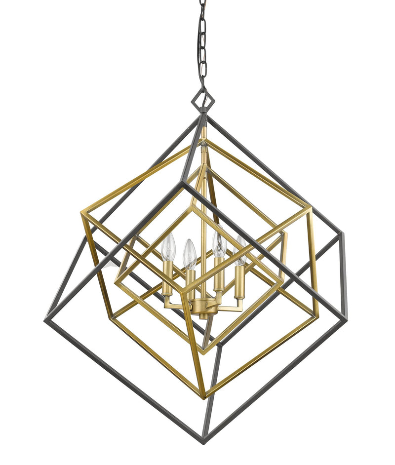 Euclid 4 Light 29.5" Chandelier in Olde Brass + Bronze