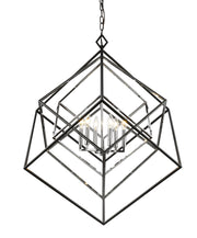 Euclid 6 Light 35.5" Chandelier in Chrome + Matte Black