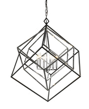 Euclid 6 Light 35.5" Chandelier in Chrome + Matte Black