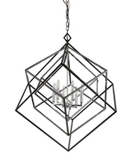 Euclid 6 Light 35.5" Chandelier in Chrome + Matte Black