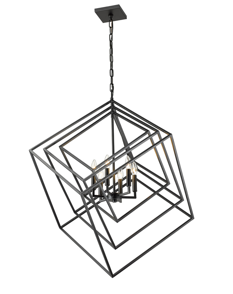Euclid 6 Light 35.5" Chandelier in Matte Black