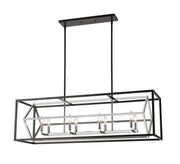 Euclid 8 Light 44" Linear Pendant in Chrome + Matte Black