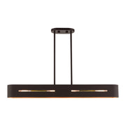 Ravena 4-Light Linear Chandelier in Bronze with Antique Brass Accents