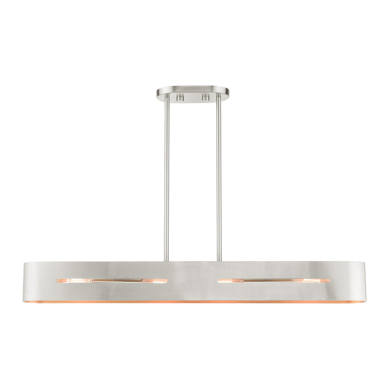 Ravena 4-Light Linear Chandelier in Brushed Nickel