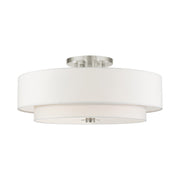 Meridian 6-Light 30" x 13.5" Semi-Flush Mount in Brushed Nickel