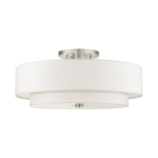 Meridian 6-Light 30" x 13.5" Semi-Flush Mount in Brushed Nickel