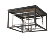 Euclid 4 Light 15" Flush Mount in Chrome + Matte Black