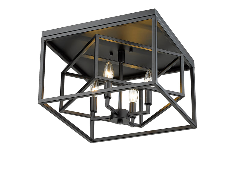 Euclid 4 Light 15" Flush Mount in Matte Black