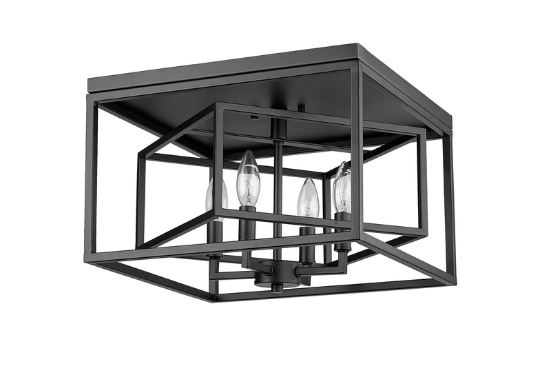 Euclid 4 Light 15" Flush Mount in Matte Black