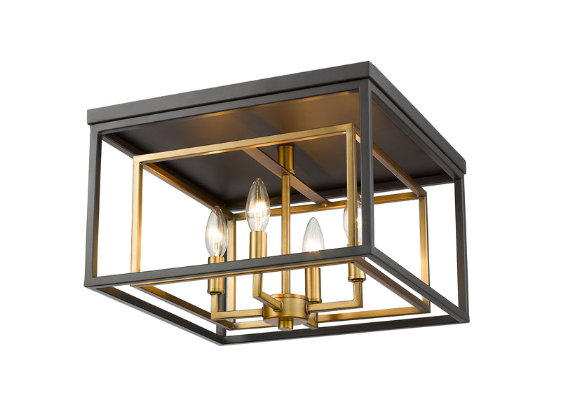 Euclid 4 Light 15" Flush Mount in Olde Brass + Bronze