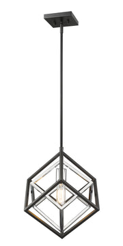 Euclid 1 Light 12" Pendant in Chrome + Matte Black